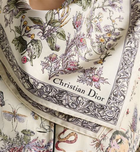 Carré 90 Millefiori Unicorn Twill de soie blanc multicolore | DIOR