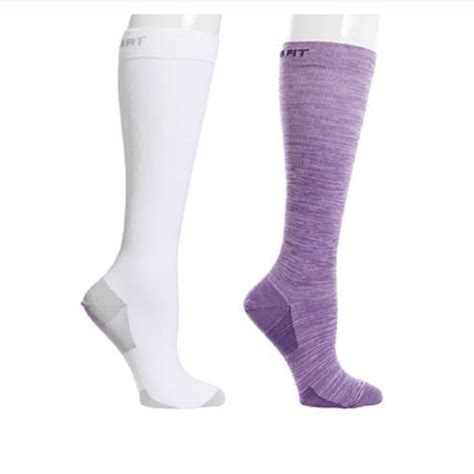 Copper Fit Womens Knee-High Compression Socks 2-pack, Purple/White, L ...