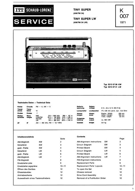 ITT SCHAUB-LORENZ TINY SUPER SM Service Manual download, schematics ...