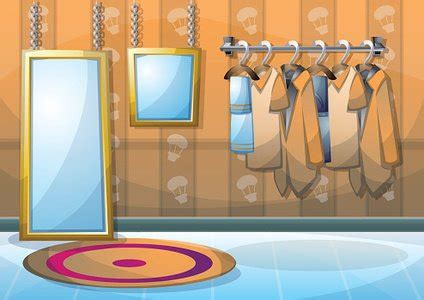 Cartoon Vector Illustration Interior Clothing Room With Separated ...