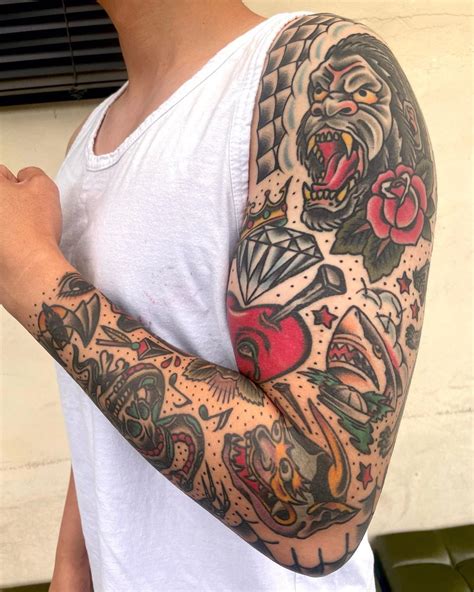 complete-sleeve-american-traditional-tattoo-jun-hyuck | Traditional ...
