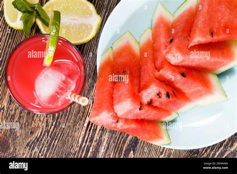 watermelon juice from ripe red and juicy watermelons, red juice is a ...