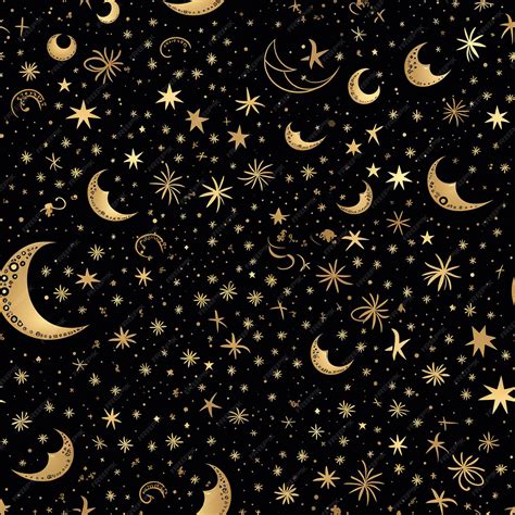 Fondo negro con diseño celeste lunas estrellas | Foto Premium