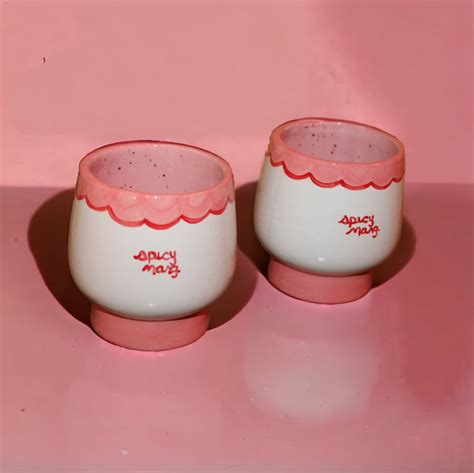 Hand-painted Spicy Marg Glasses, Set of Two in Pink and Red ...