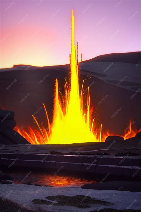 Premium Photo | Volcanic eruption high temperature magma flow forming