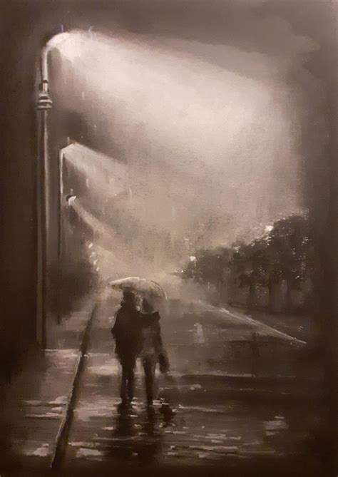 light rain wet charcoal  pastel art   rrain