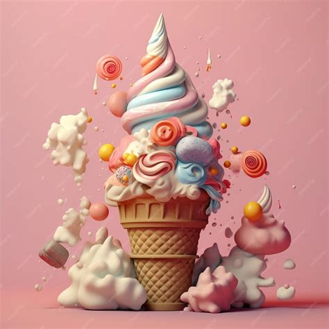 Premium Photo | An Assortment of Unique Ice Cream Cones