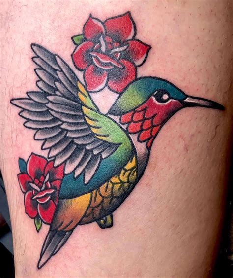 Neo Traditional Hummingbird Tattoo