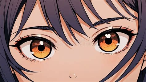 close  anime character eyes  star pupils anime style stock image