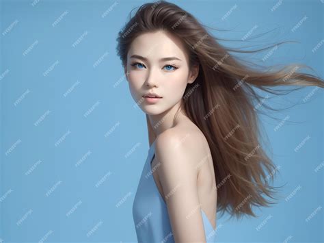 Premium AI Image | Beauty Russian Japanese women long haired on studio