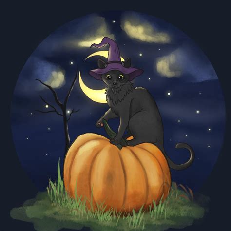 Witchy kitty, me, digital, 2021. : r/Art