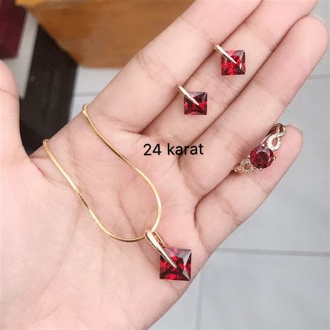 jual set giok warna merah permata giok asli  shopee indonesia
