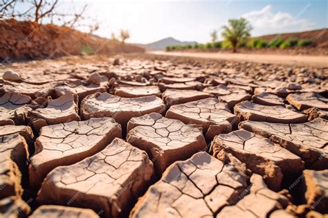 Premium AI Image | A cracked and dry riverbed as a result of water ...