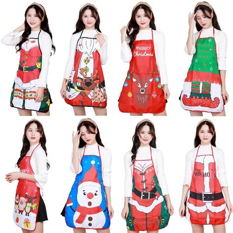 Christmas Funny Apron Adult Santa Claus Aprons Women Dinner Party ...