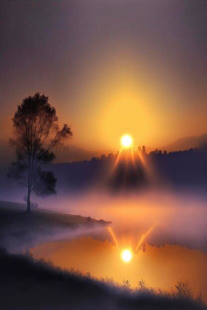 Premium AI Image | Foggy Sunrise