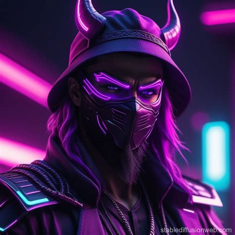 Ninja with Demon Mask and Beard | Stable Diffusion Online