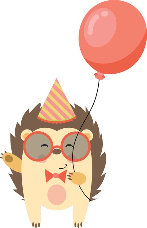 Happy Birthday hedgehog holding a balloon 47751635 Vector Art at Vecteezy