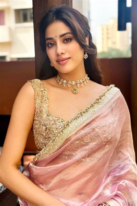 jhanvi kapoor elegant pink saree design pink fancy saree elegant