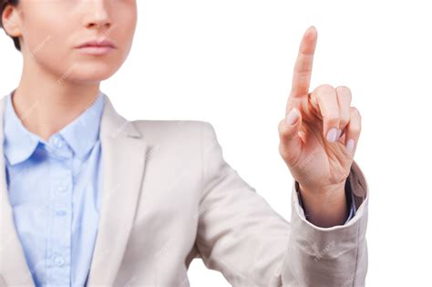 premium photo touching  reality close   young businesswoman