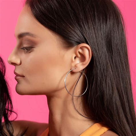 Сребърни обеци халки 5см "Обръч" – Silenti Jewelry