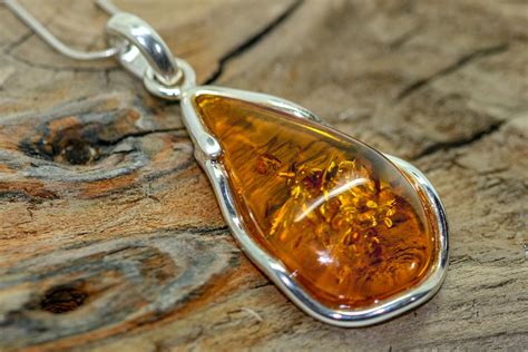 Baltic Amber Pendant in Sterling Silver. Amber necklace, silver pendant