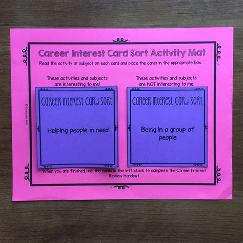 Career Interest Card Sort Activities - Career Exploration School Couns