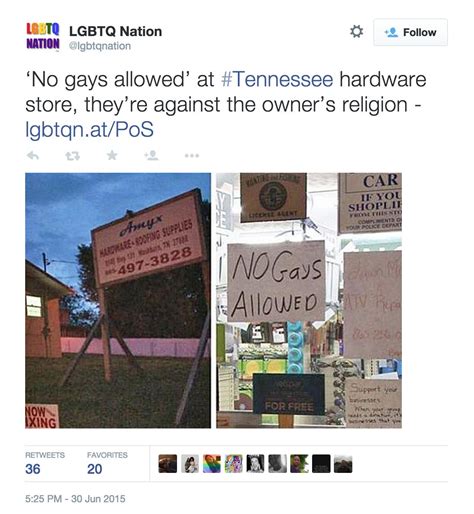 Tennessee Store Owner Puts Up “No Gays Allowed” Sign