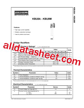 KBU8M Datasheet(PDF) - Fairchild Semiconductor