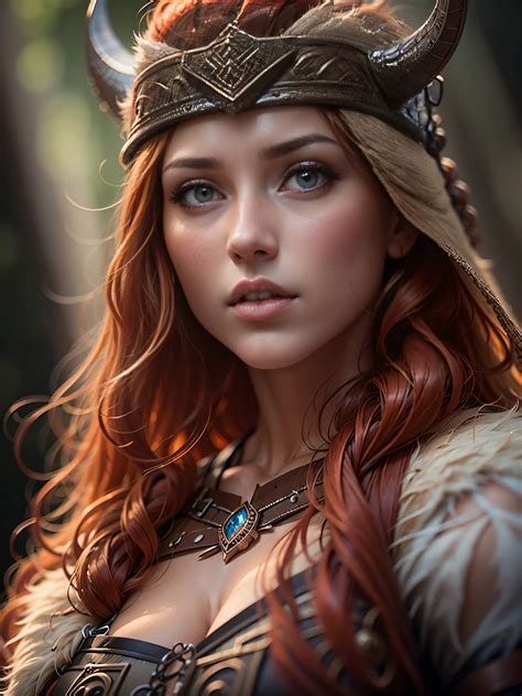 A close up of a woman with a horned headpiece and a fur coat - SeaArt AI