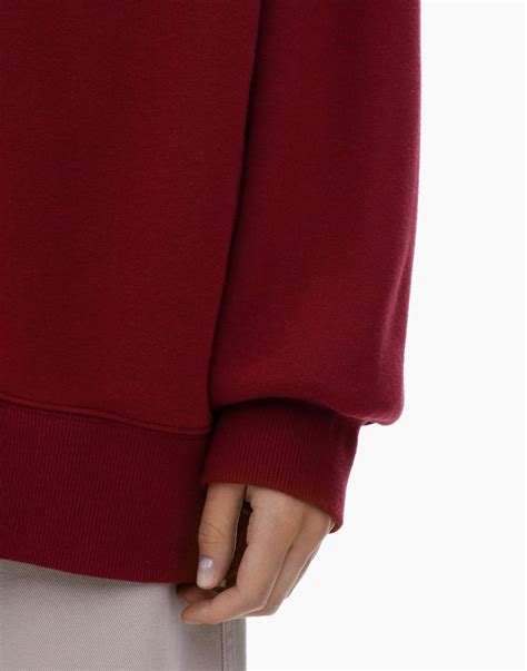 Бордовый свитшот superoversize с воротником на молнии GAC020733-4 ...