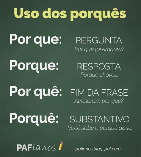 Uso Do Porque Na Pergunta - O uso dos porquês ~ Pafianos!