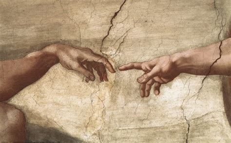 Creation Of Adam (detail of hands) Fine Art Print by Michelangelo ...