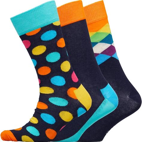 Buy Happy Socks Mens Three Pack Socks Multi Spots/Colour Block/Geo