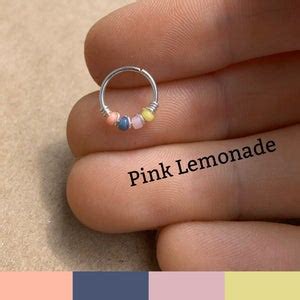 Silver Nose Ring 20g, Nose Ring Hoop 22g, Beaded Nose Ring, Gold Filled ...