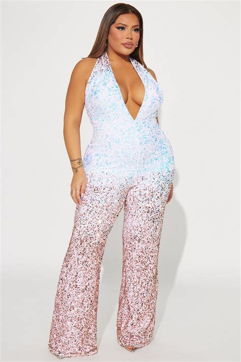 Keep Me Sparkly Jumpsuit - White/combo | Fashion Nova