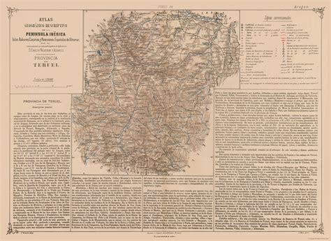 Historic Map - Teruel Province Spain - Valverde 1880 - 31.55 x 23 - Vi