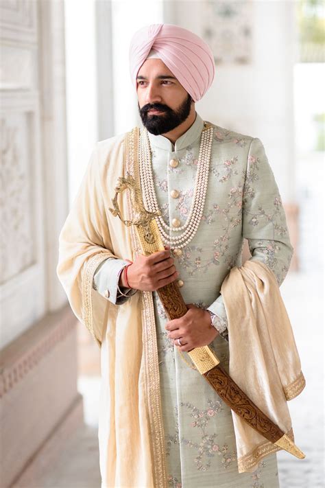 Pastel Green Sherwani for Indian Groom