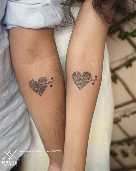 Couple tattoo | Fingerprints heart tattoo | Inked by Machu Tattoos ...