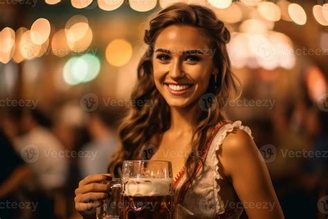 A close - up photo of a joyful young woman wearing a traditional ...