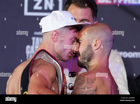 Paddy Donovan and Lewis Ritson during the public weigh-in at the New ...