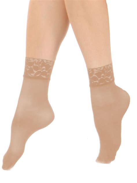 Angelina Sheer Nylon Ankle Socks with Lace (6-Pairs) - Walmart.com