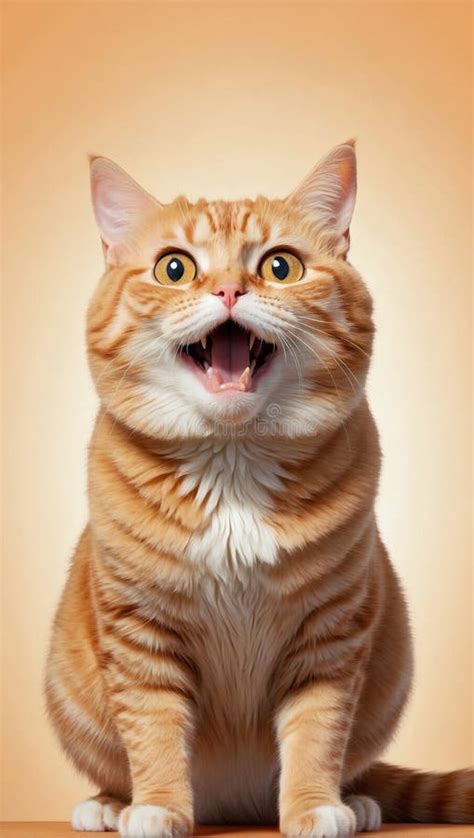 Orange Fat Cat Acting Funny, for Mobile Wallpaper Background Stock ...