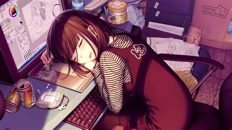 Anime, Girl, Sleeping, 4K, #240 Wallpaper PC Desktop