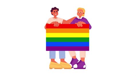 arco iris gay orgullo bandera 2d animación. homosexual Pareja. lgbtq
