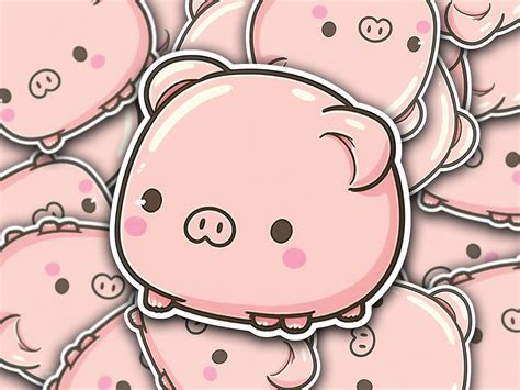 Cute Kawaii Pig Vinyl Decal Durable and Waterproof Personalize Your Laptops, Water Bottles, and ...