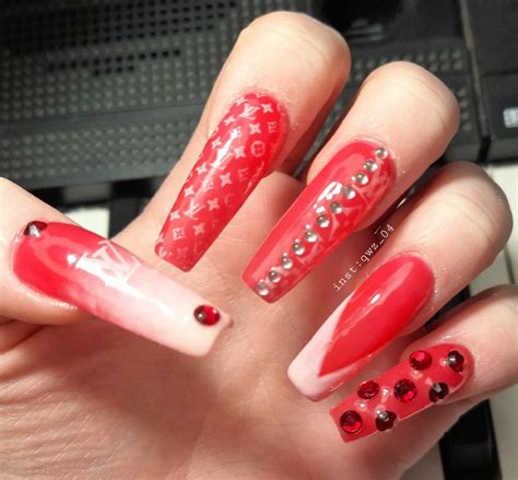Pink nails with Louis Vuitton