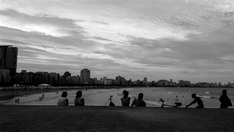 Free photo: Gray Scale Photo of Group of People Near on Beach - Adult