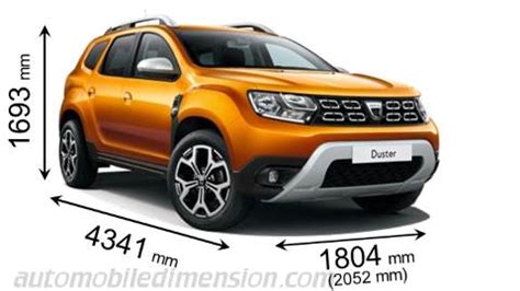 Dimensions of Dacia cars showing length, width and height