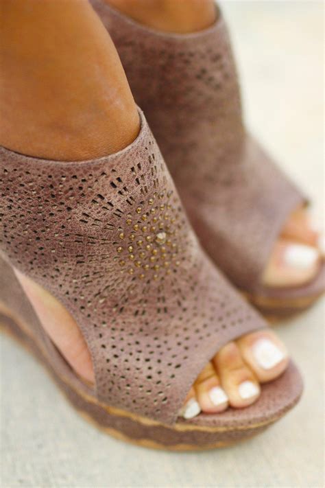 Auki Taupe Wedges | Cute Wedges | Perforated Wedges – Saved by the Dress