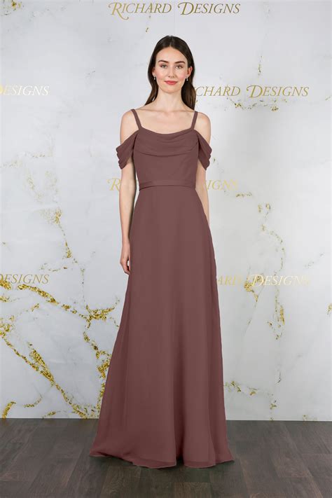 Chiffon Off-the-Shoulder Strap Dress - Richard Designs